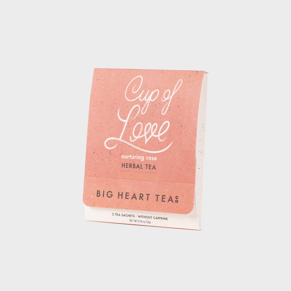 Big Heart Teas 'Cup of Love' herbal tea package on a white background