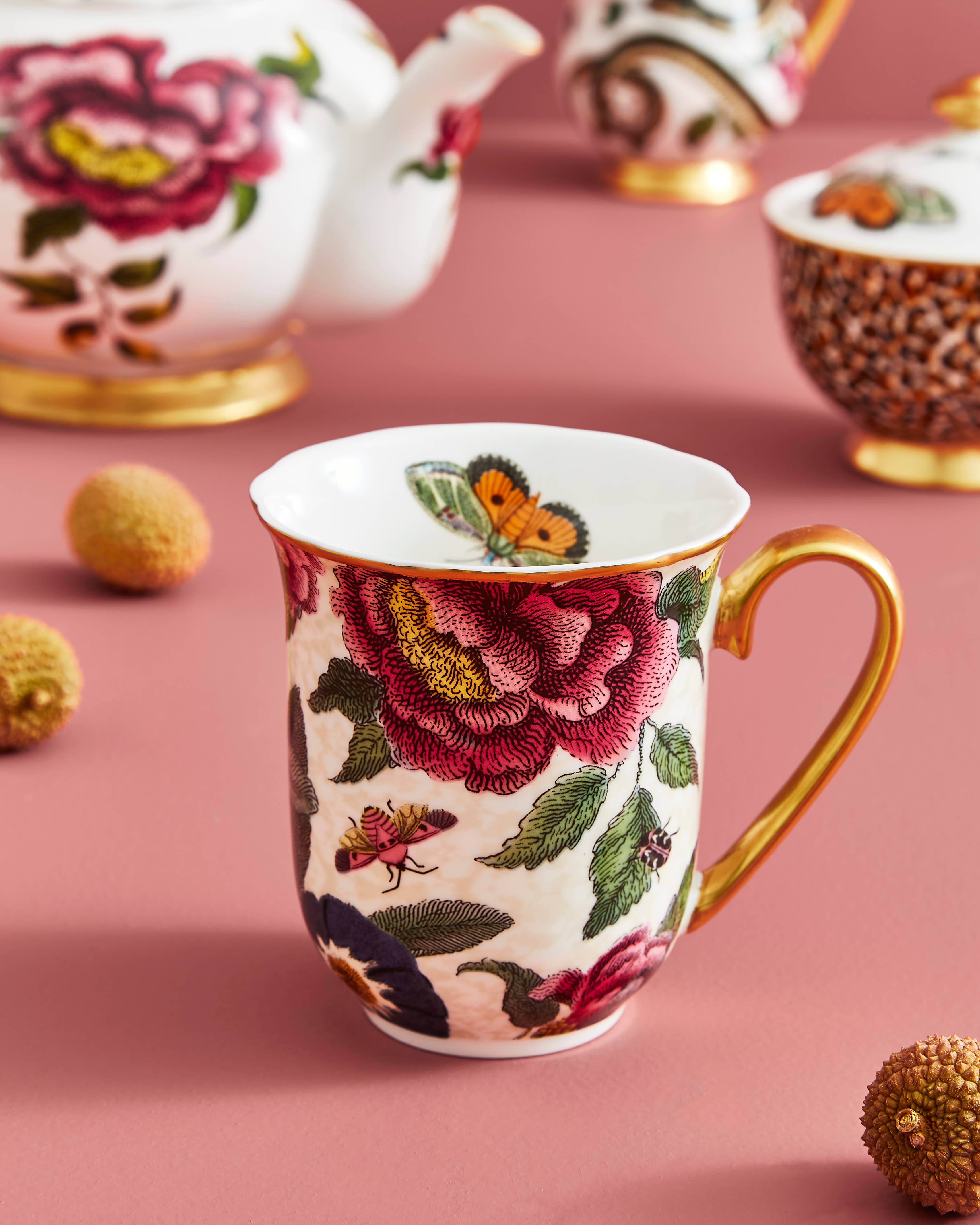 Creatures of Curiosity Cream Floral Mug