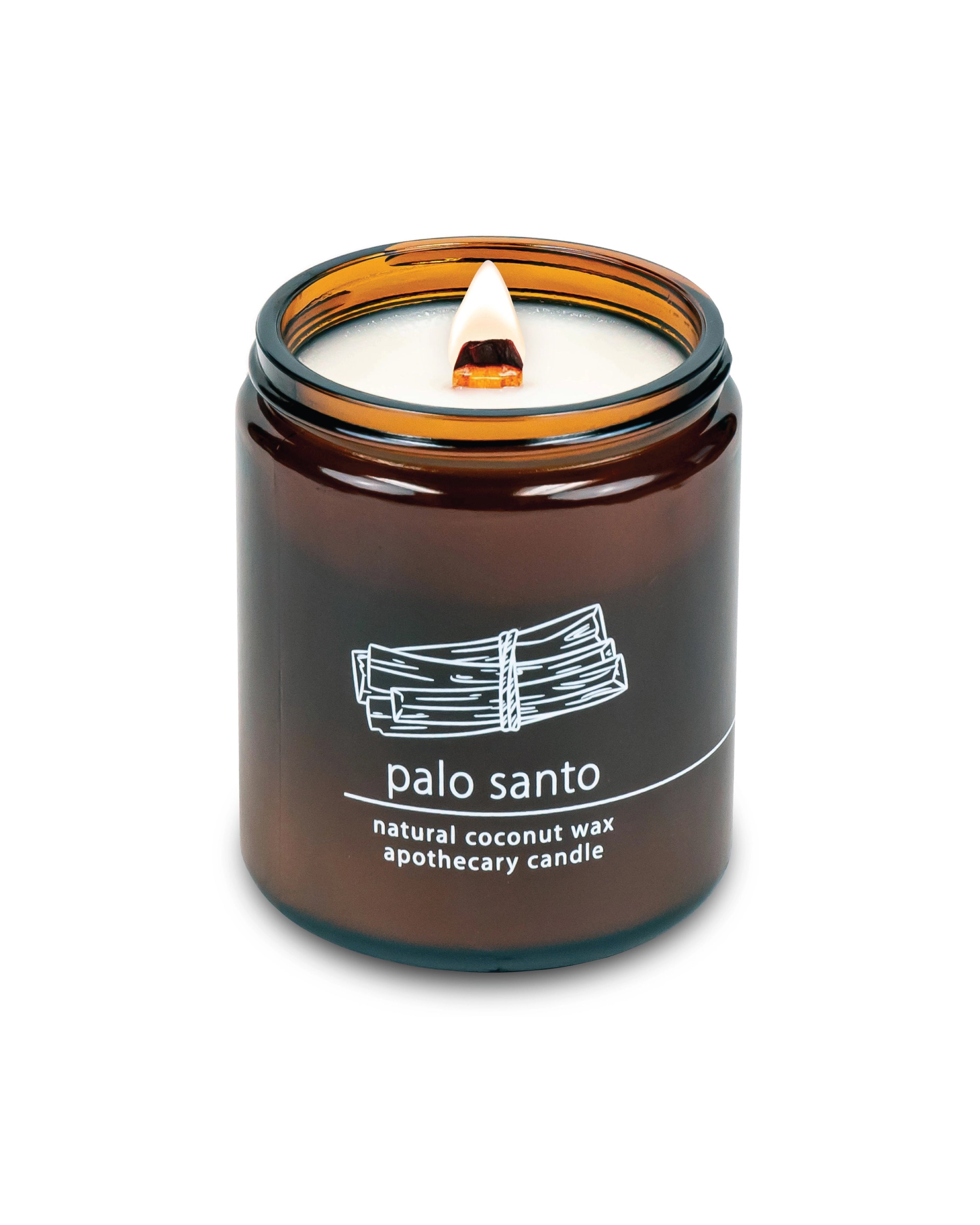 Candle in an amber jar on a white background