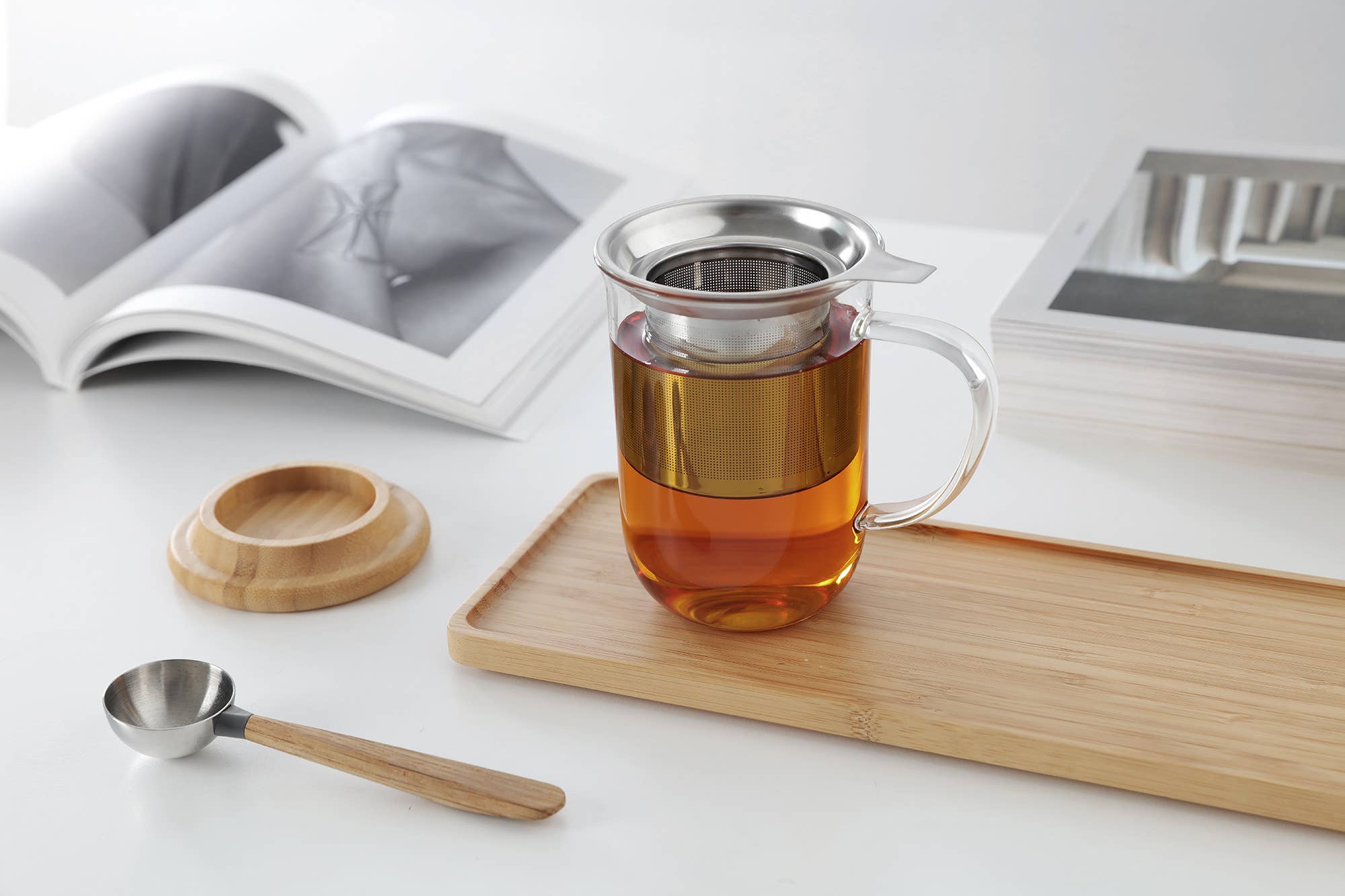 Minima™ Balance Glass Mug & Wood Lid w/ Infuser