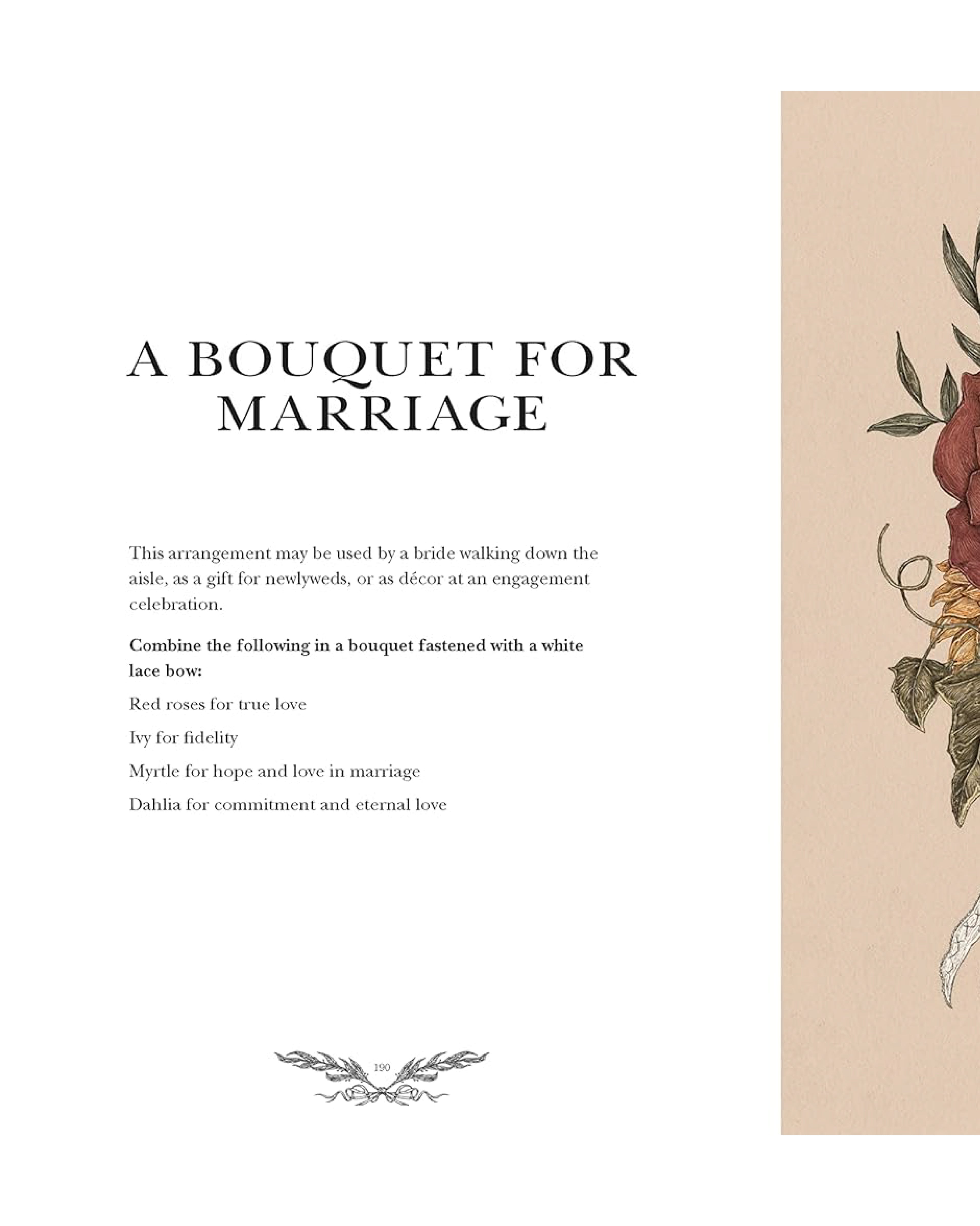 Bouquet for marriage card with floral design on beige background