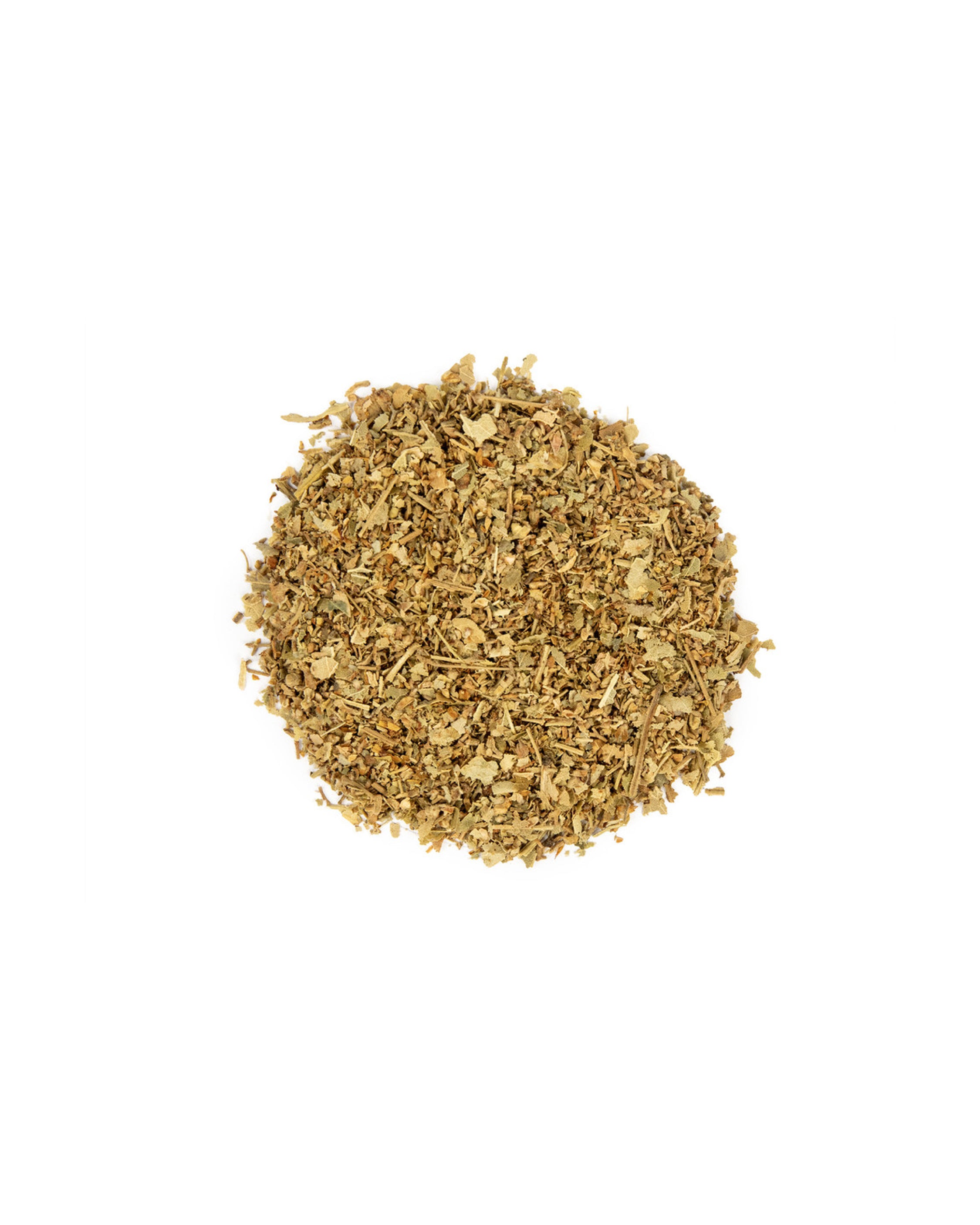 Pile of dried herbs on a white background