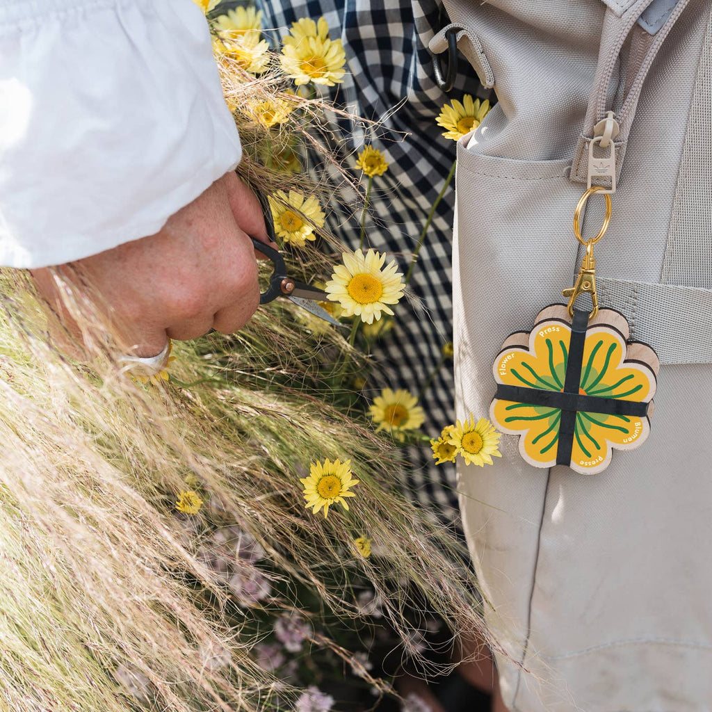 Keyring Flower Press - Greens & Yellows