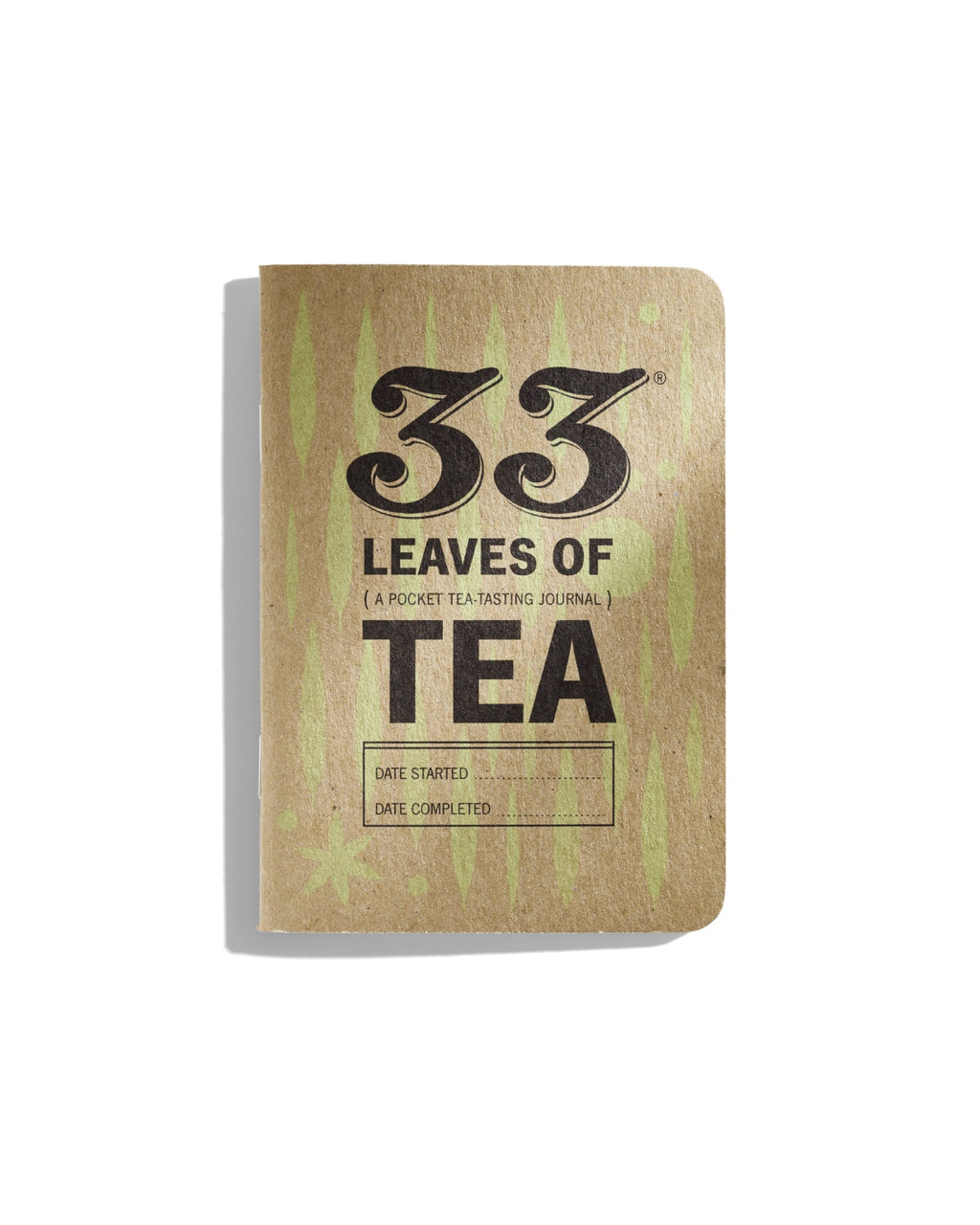 Notebook titled '33 Leaves of Tea' on a white background