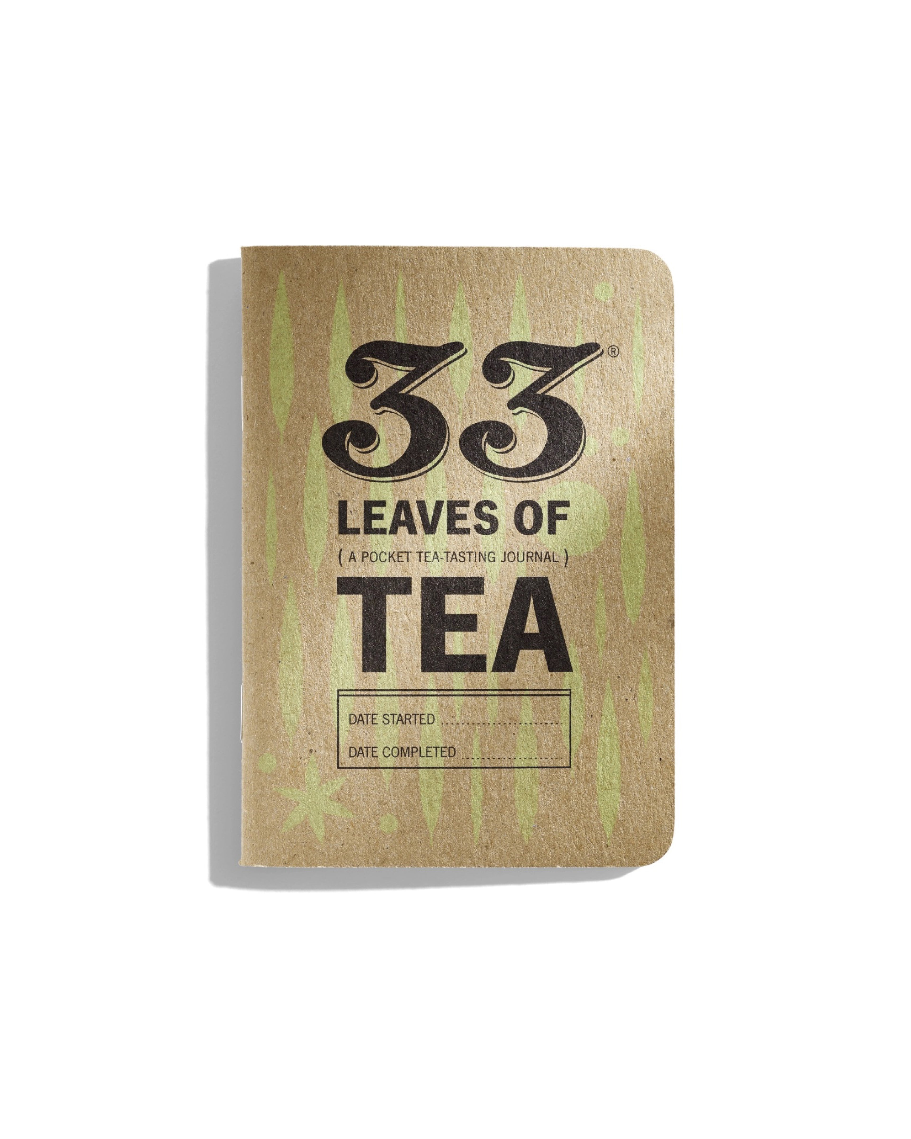 Notebook titled '33 Leaves of Tea' on a white background