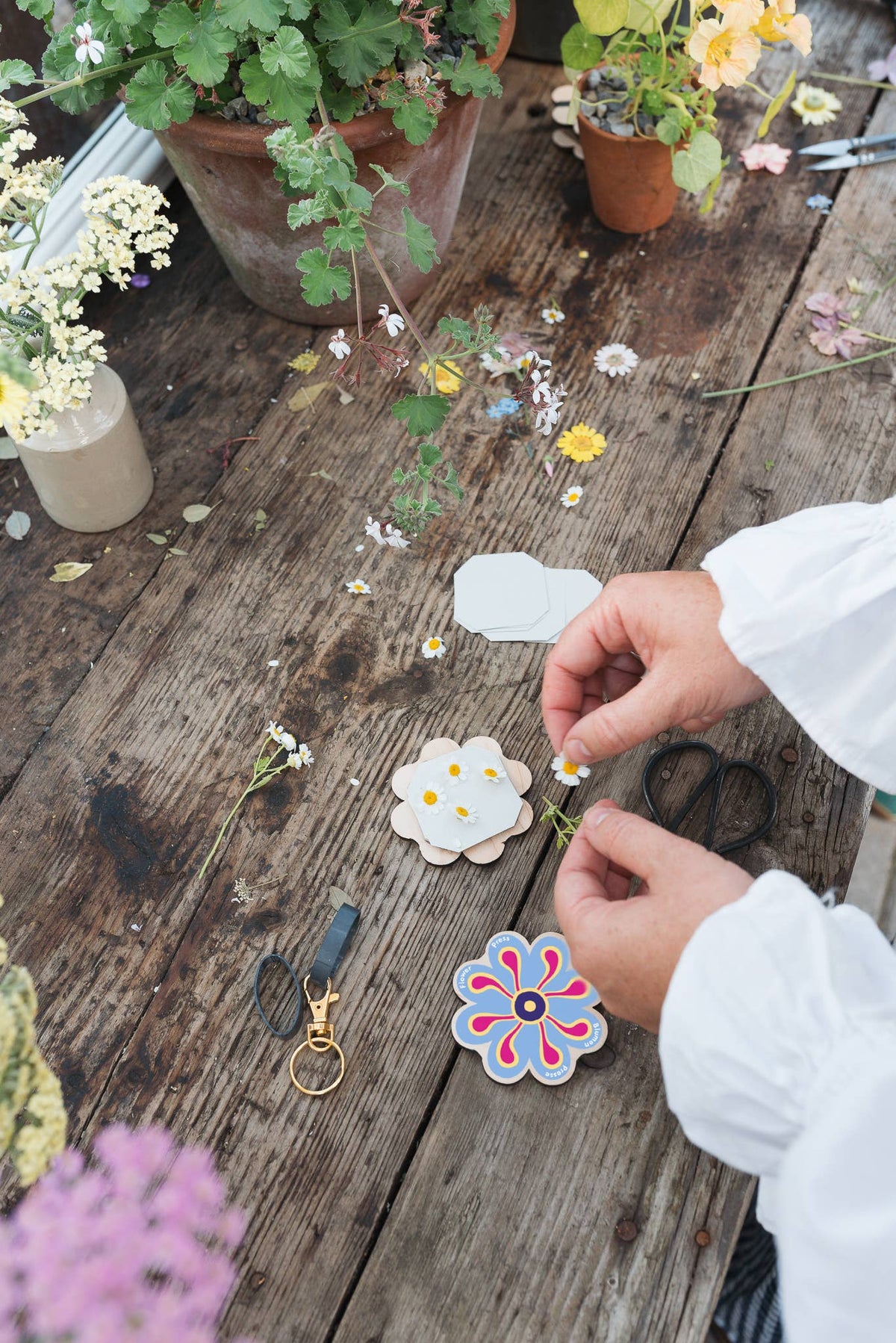 Keyring Flower Press - Pinks & Blues