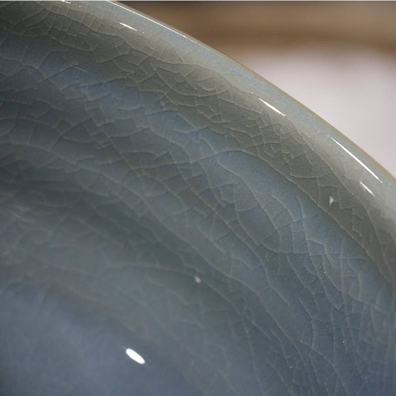 Close-up of a ceramic plate with a textured surface