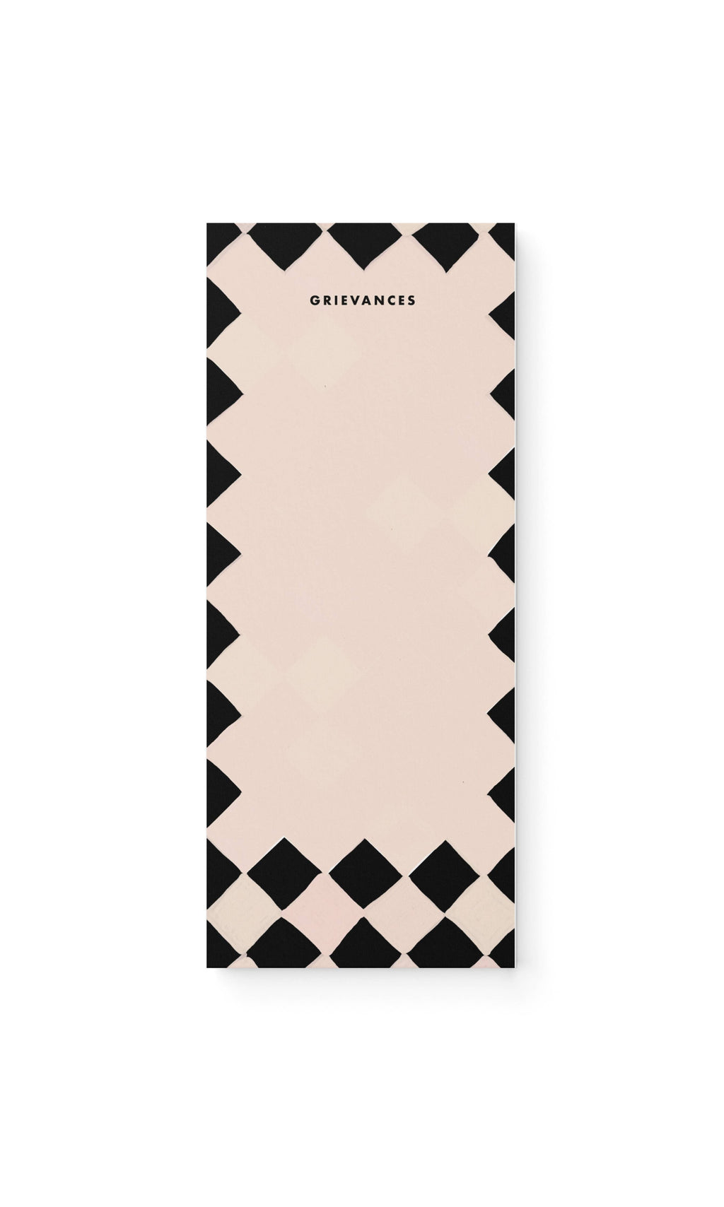 Notebook with black and white geometric pattern on a white background