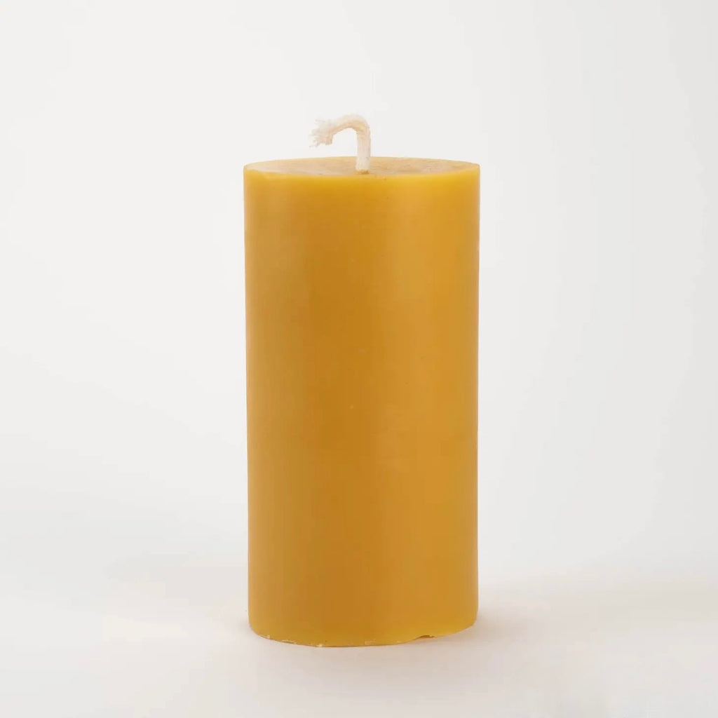 Yellow candle on a white background
