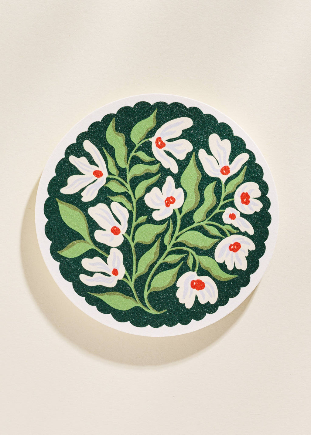 Winter Floral Scalloped Coasters - Set of 4