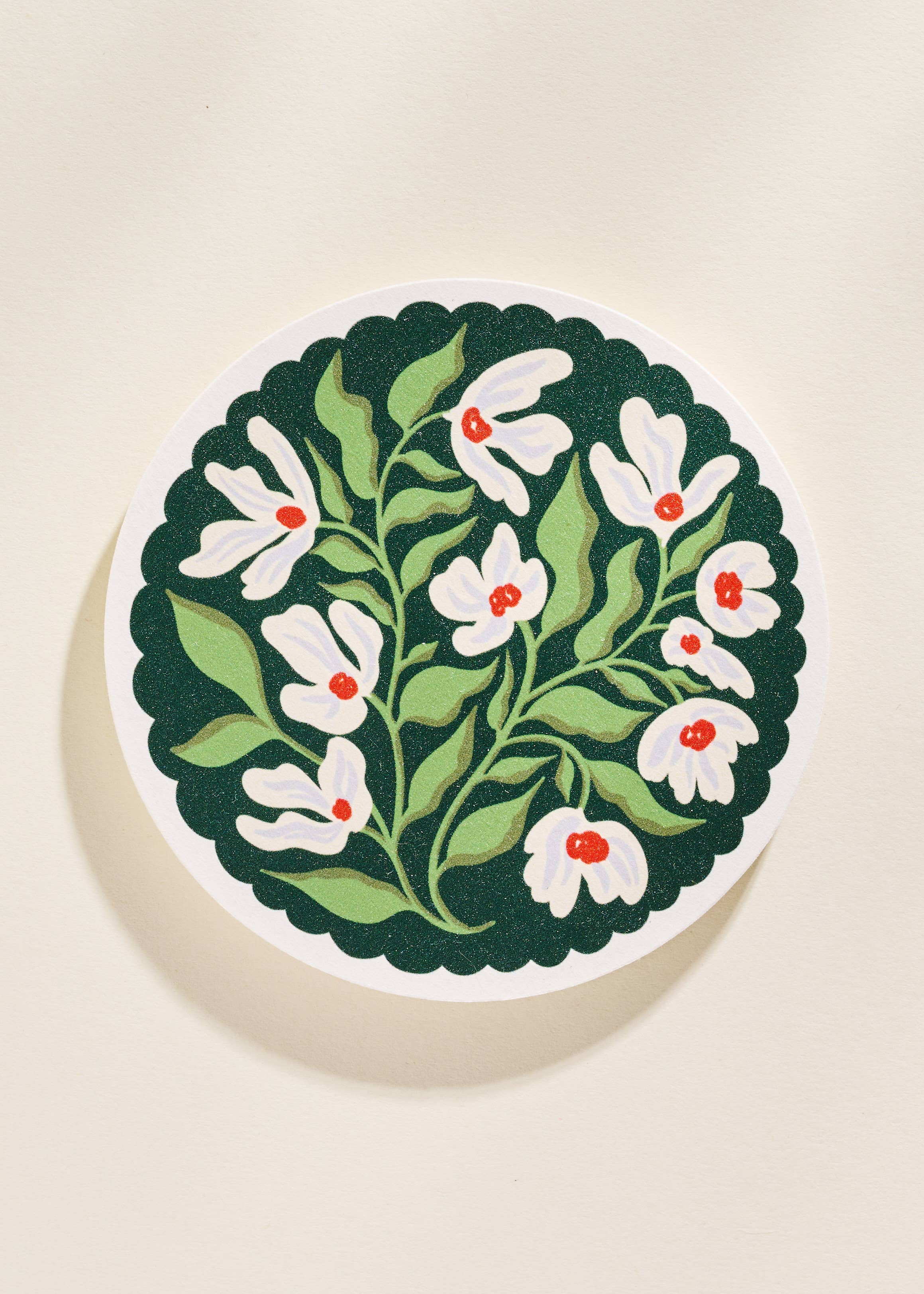 Winter Floral Scalloped Coasters - Set of 4
