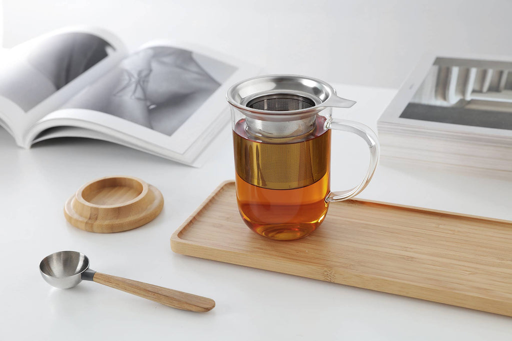 Minima™ Balance Glass Mug & Wood Lid w/ Infuser