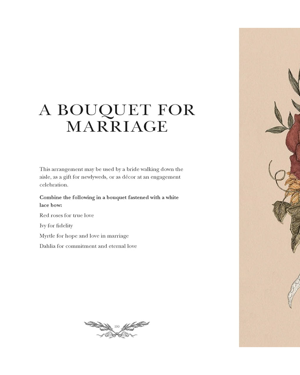 Bouquet for marriage card with floral design on beige background
