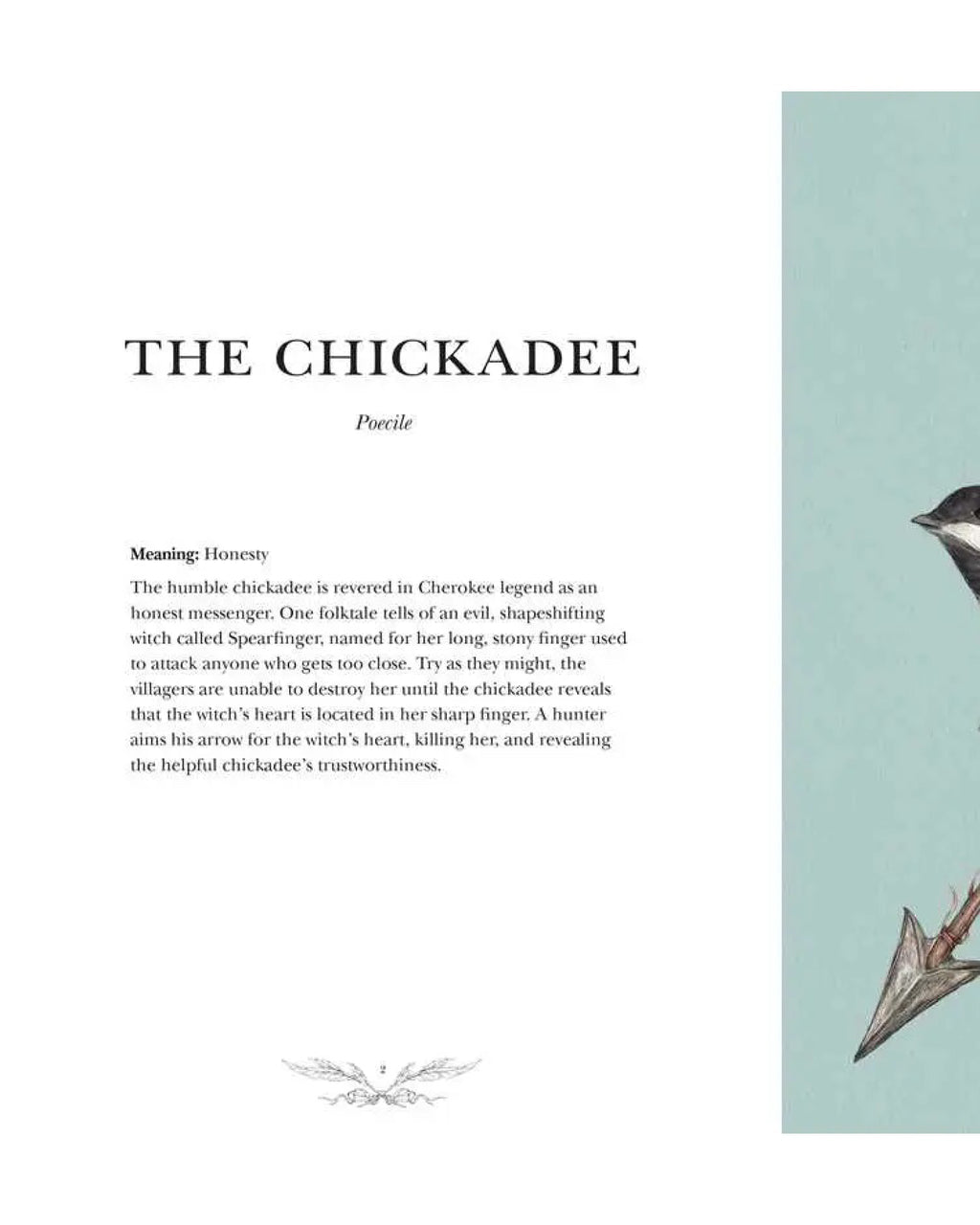 Poem titled 'The Chickadee' with a bird illustration on a light blue background.