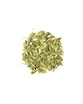 Dry green herbs on a white background